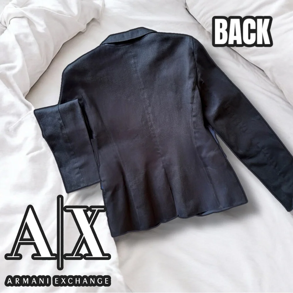 Gorgeous Armani Exchange Black Blazer, Tailored, One Button, Satin Back Collar - Picture 9 of 15
